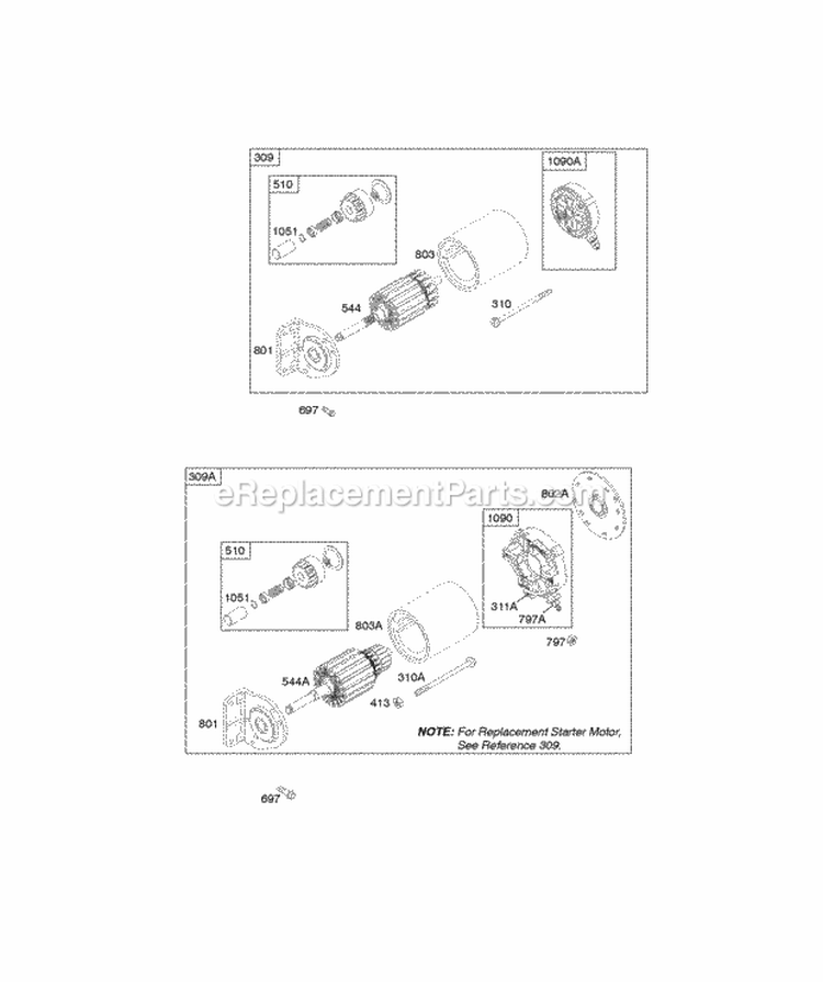 Starter_-_Electric_1 Diagram and Parts List for 356447-1217-G1  Briggs and Stratton Engine